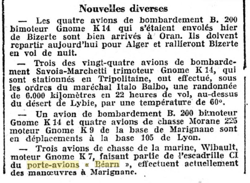  L'actualité du navire Béarn au travers de la presse (années 36 à 39)   19360814