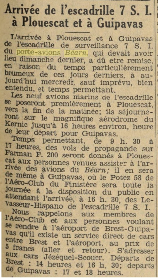  L'actualité du navire Béarn au travers de la presse (années 36 à 39)   19360815