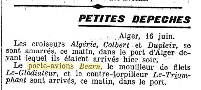  L'actualité du navire Béarn au travers de la presse (années 36 à 39)   19360912