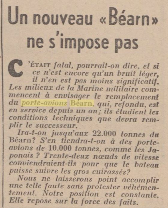  L'actualité du navire Béarn au travers de la presse (années 36 à 39)   19360914