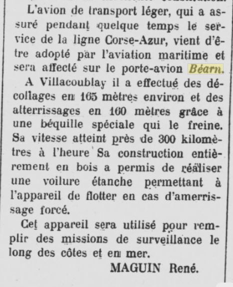  L'actualité du navire Béarn au travers de la presse (années 36 à 39)   19361017