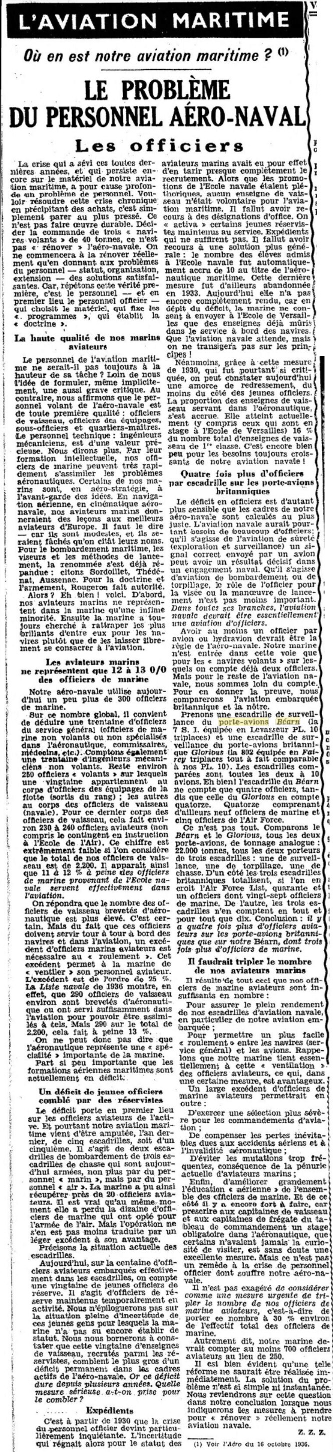  L'actualité du navire Béarn au travers de la presse (années 36 à 39)   19361021