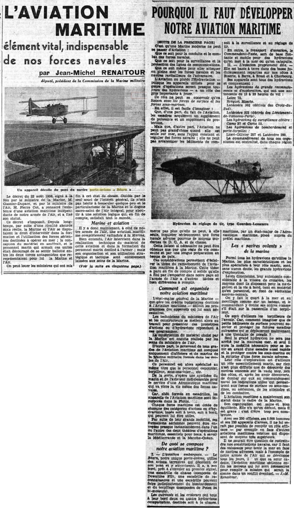  L'actualité du navire Béarn au travers de la presse (années 36 à 39)   19370113