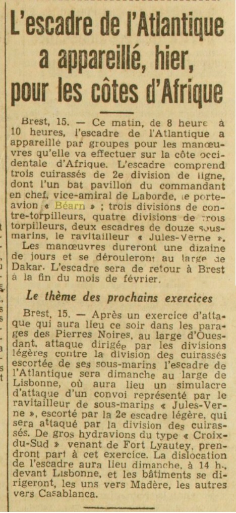  L'actualité du navire Béarn au travers de la presse (années 36 à 39)   19370121