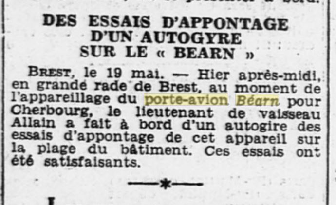  L'actualité du navire Béarn au travers de la presse (années 36 à 39)   19370513