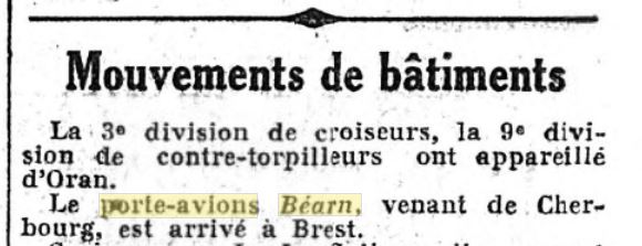  L'actualité du navire Béarn au travers de la presse (années 36 à 39)   19370516