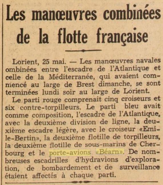  L'actualité du navire Béarn au travers de la presse (années 36 à 39)   19370517
