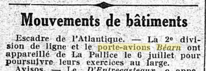  L'actualité du navire Béarn au travers de la presse (années 36 à 39)   19370712