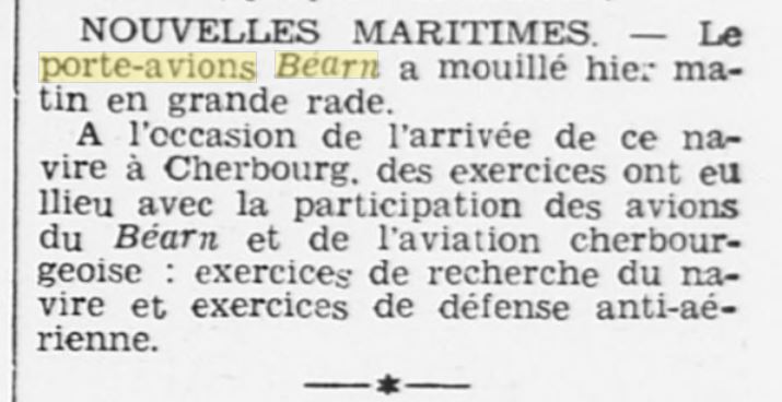  L'actualité du navire Béarn au travers de la presse (années 36 à 39)   19371013