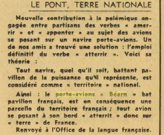  L'actualité du navire Béarn au travers de la presse (années 36 à 39)   19371110