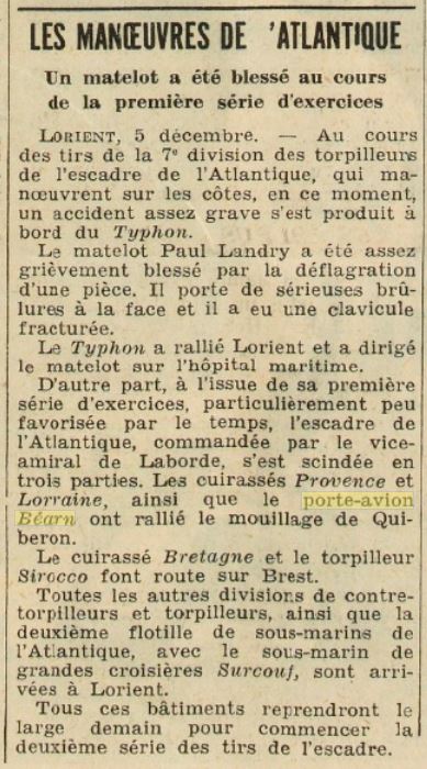  L'actualité du navire Béarn au travers de la presse (années 36 à 39)   19371214