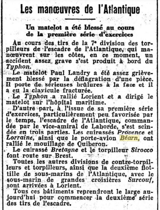  L'actualité du navire Béarn au travers de la presse (années 36 à 39)   19371215