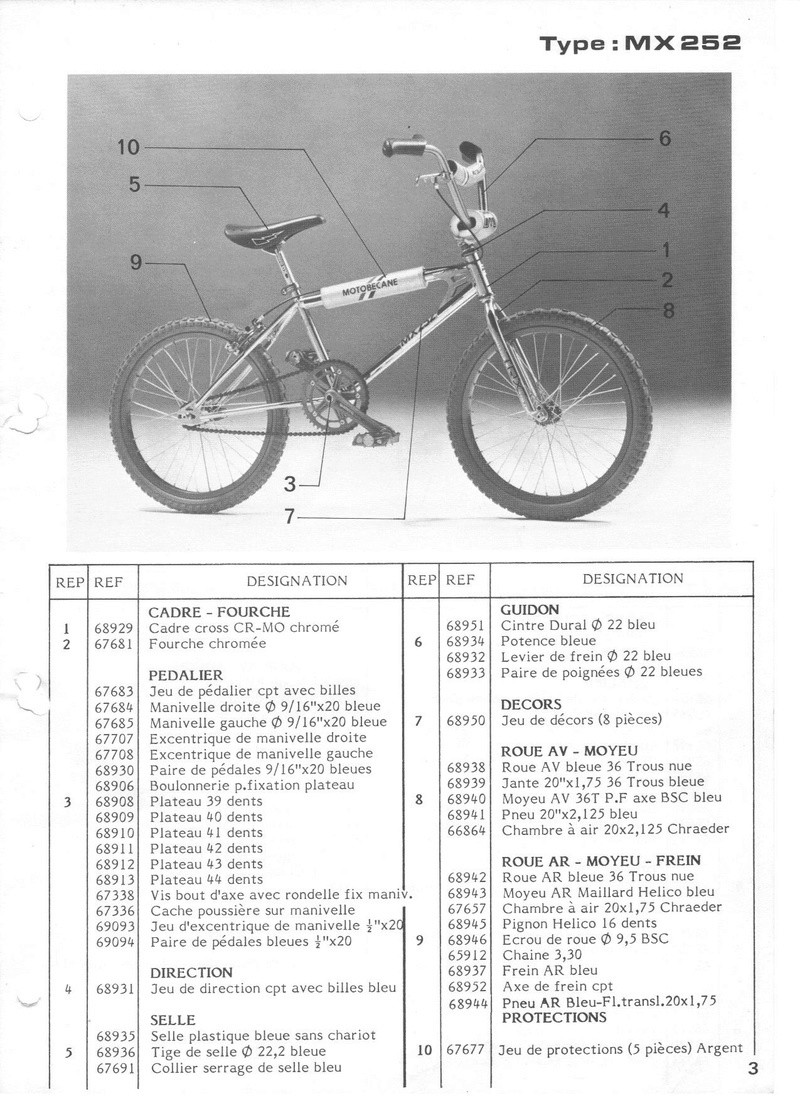 Motobécane Catalogue pièces de rechange VélosCross (1982)