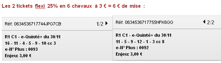 30/11/2016 --- VINCENNES --- R1C1 --- Mise 6 € => Gains 0 € Screen57