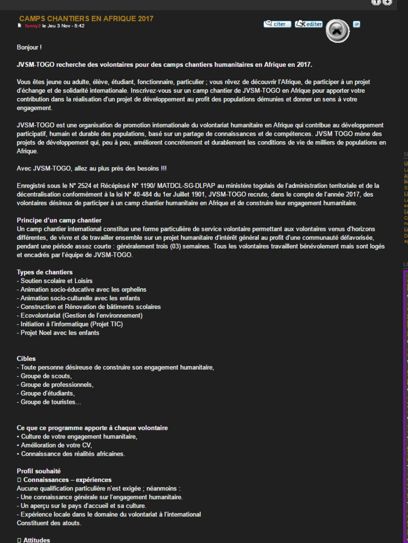 A l'intention des associations d'Aide Humanitaire... 2016-111