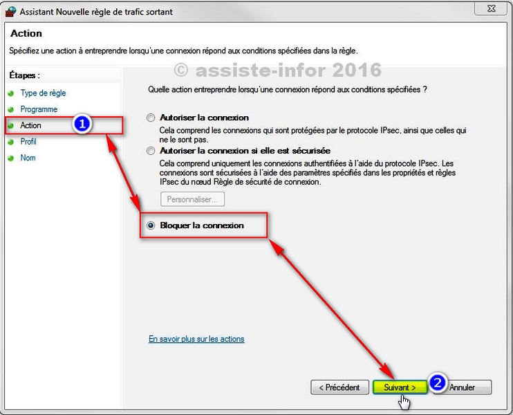 Windows 10: empêcher un programme d'accéder à Internet Couper14