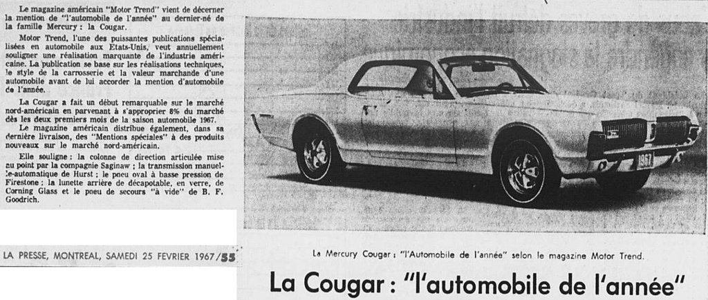 La Cougar: Voiture de l'année en 1967 selon Motor Trend 1967_017