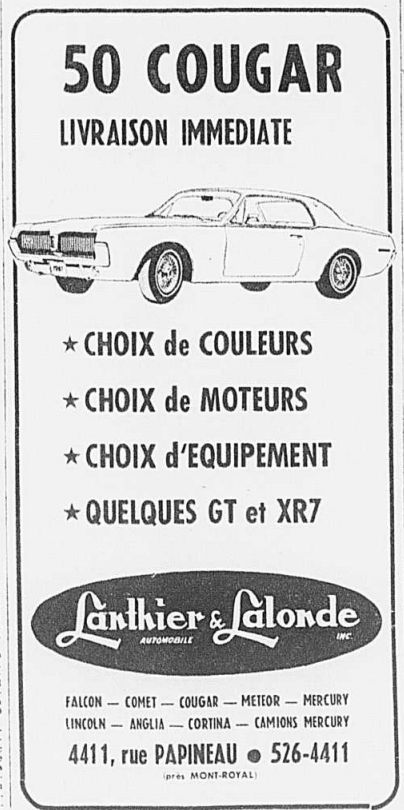 Publicité en français pour la Cougar 1967  1967_036