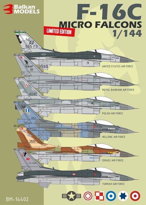   Décals F-16C Micro Falcons au 1/144 Bm-14410