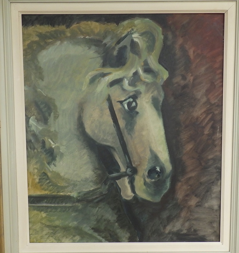 Huile sur hard board, tête de cheval de caroussel Rimg1912