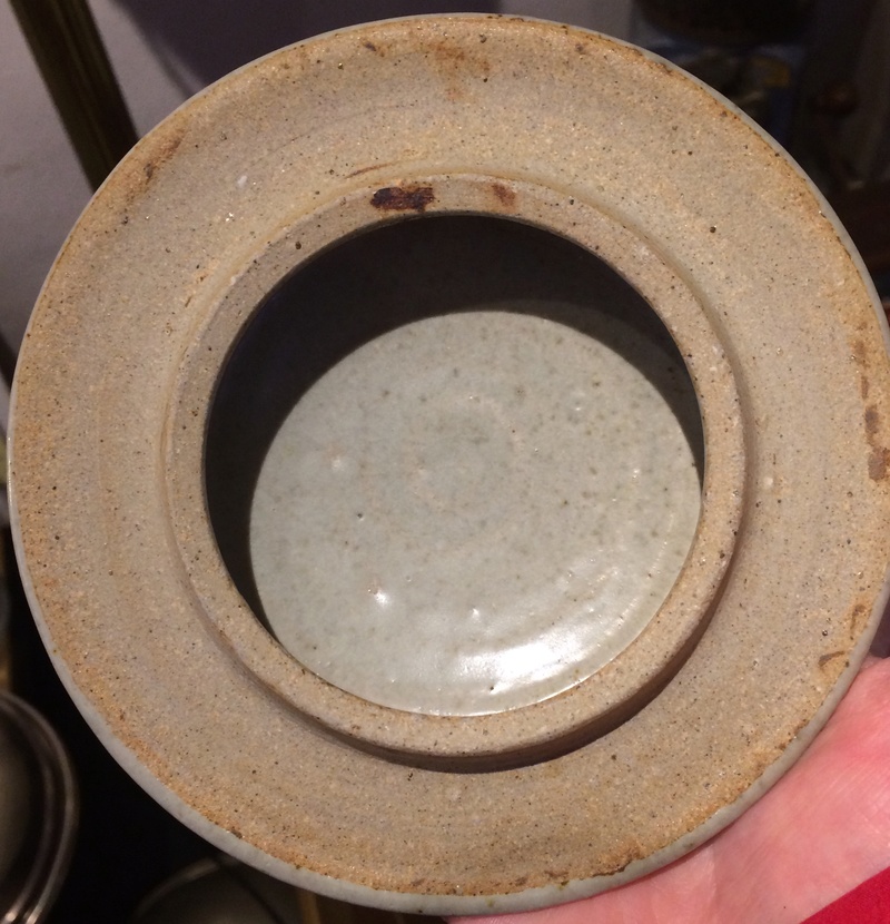 Lidded celadon pot, BK mark - Elizabeth Bernays-Ross? Img_4117