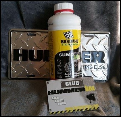 Nouveauté au sein du Club Hummerbox : Kit entretien complet Hummer et additif huile professionnel toujours disponible pour votre Hummer en exclusivité avec votre Club Hummerbox 15301210