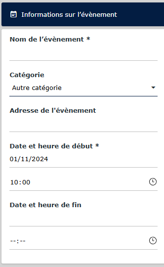 NOUVELLE INTERFACE : CREER UN EVENEMENT Event110