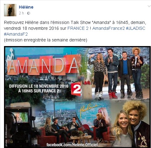 Hélène : Emission Amanda le 18/11/2016 sur France 2 Sans_t31