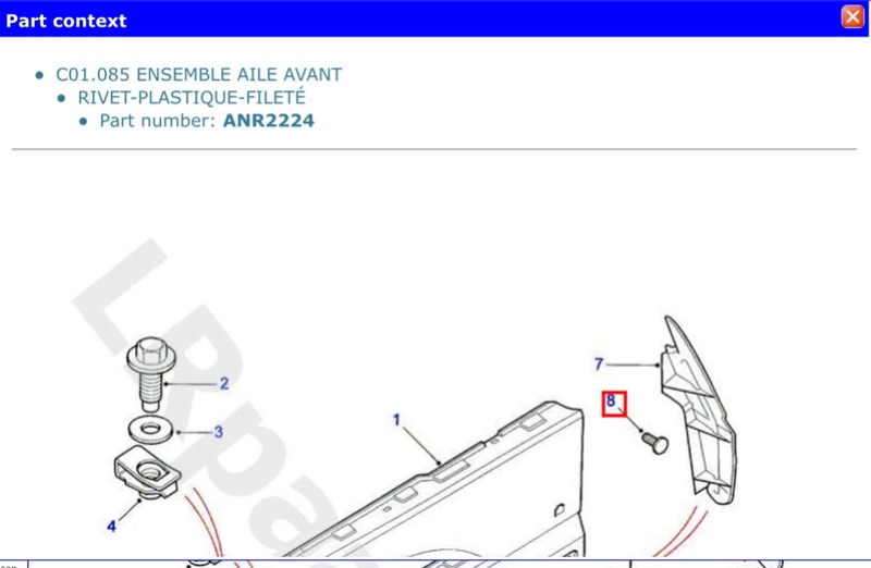 Clips de fixation des passages d'ailes Image82