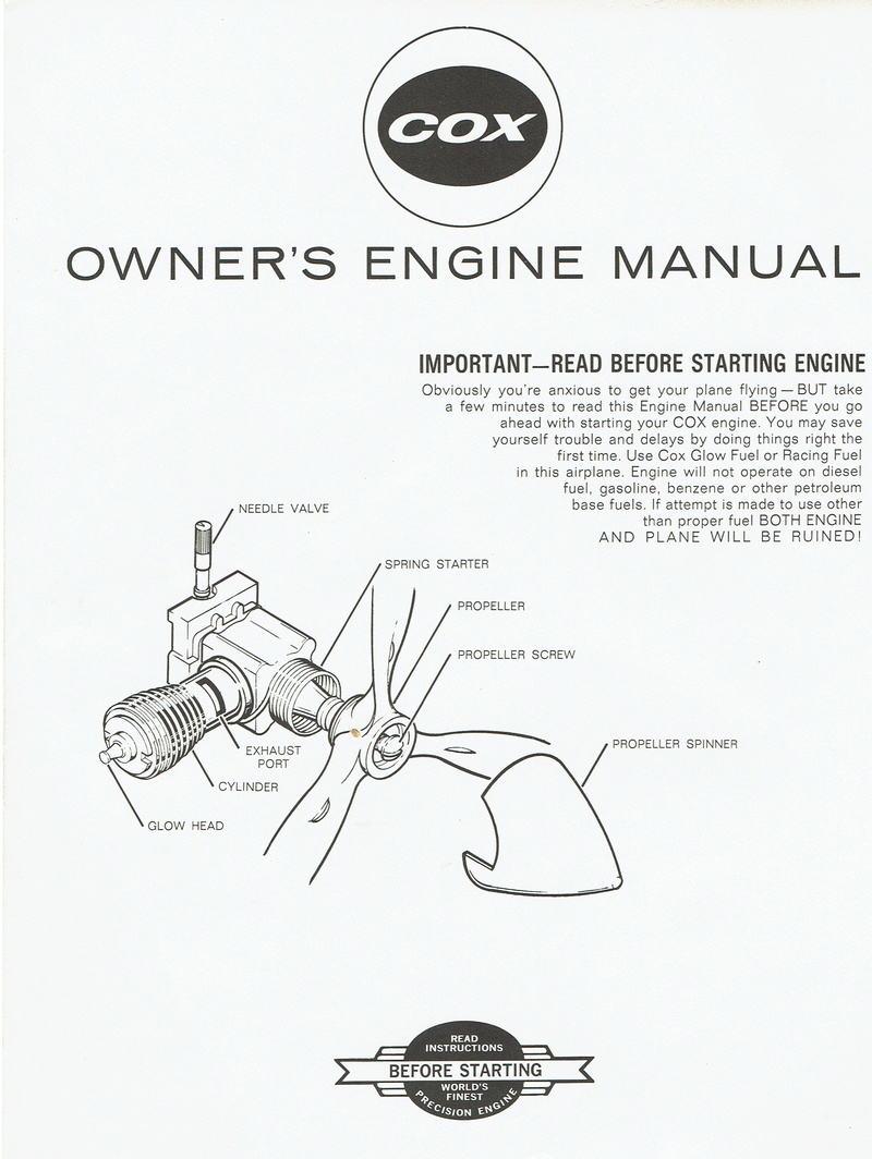 Cox 190, 290, Or Horseshoe Engine Manual 6_of_614
