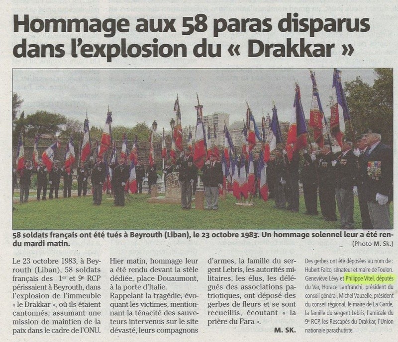 DARAKKAR -29e commémoration du sinistre attentat contre le PC du 1er RCPeublee DRAKKAR Drakka13