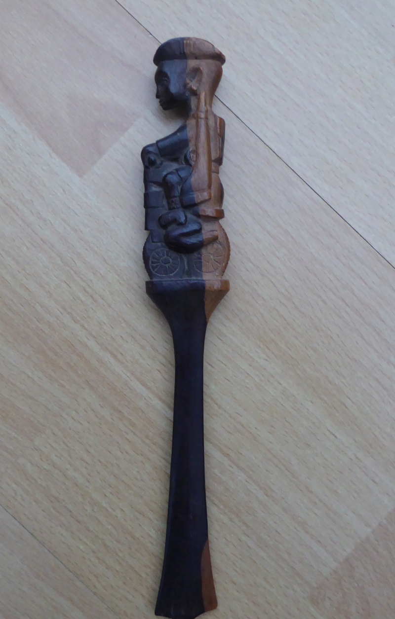 carved letter opener soldier on motor bike P1070013