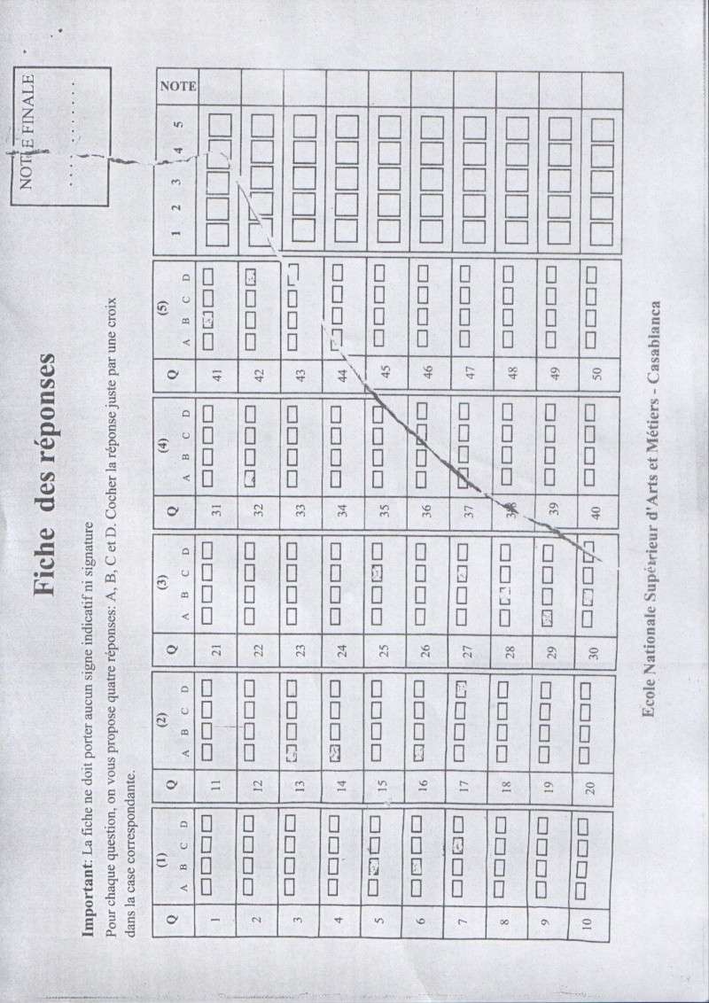 Concours de l'ENSAM de Casablanca 2012 (physiques): 1410