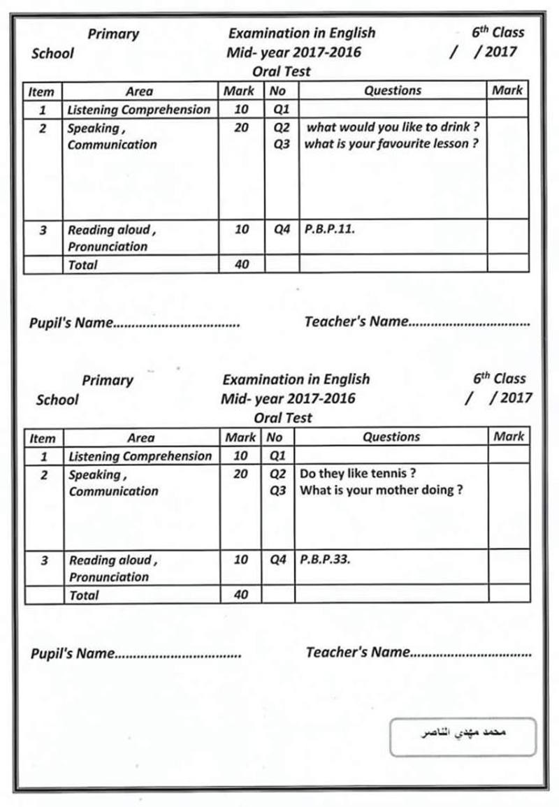قائمة امتحان الشفوي للسادس ابتدائي لمادة اللغة الانكليزية 2017 43671_15