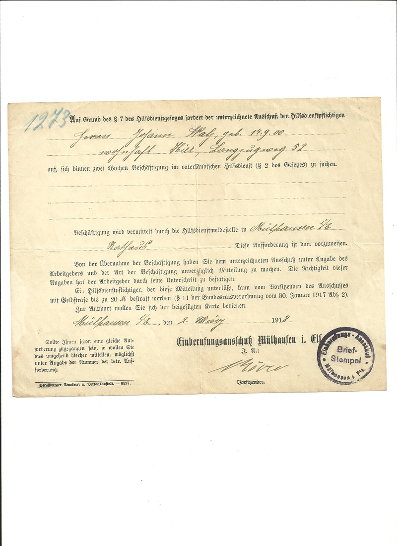 Documents 4 coins d'ALSACE W1 - W2 01210