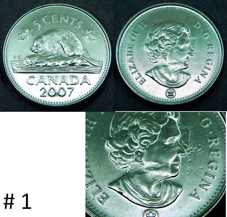 Étude 2007 - Coin obturé & frappe a travers , coté  Avers et face de la reine Diapos34