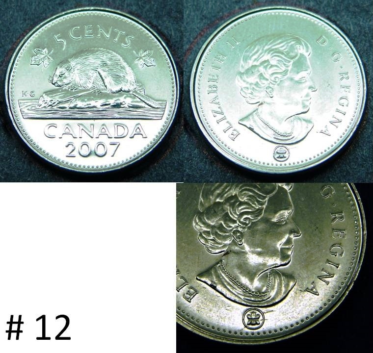 Étude 2007 - Coin obturé & frappe a travers , coté  Avers et face de la reine Diapos45