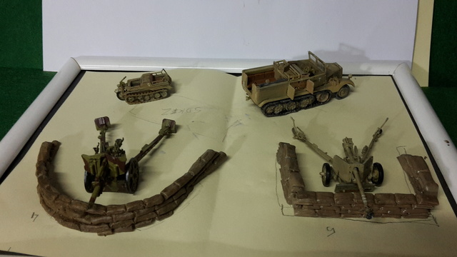 Batterie mixte : obusier FH18 et PAK40  Afrika corps 1942 au 1/72 20170116