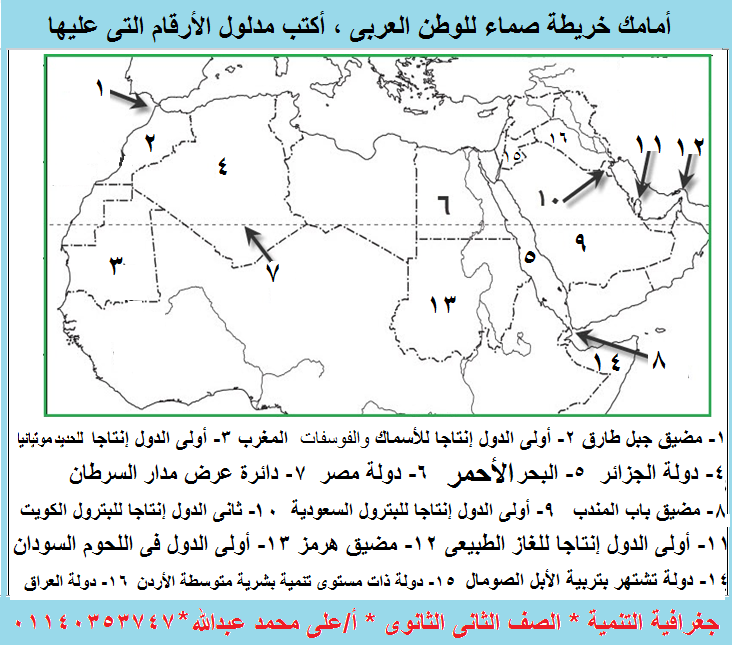 اسئلة خرائط جغرافيا التنمية للصف الثاني الثانوى