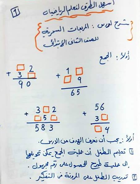 شرح درس المربعات السحرية - رياضيات الصف الثاني الابتدائي