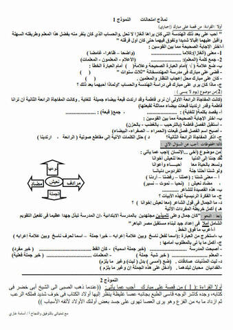 أقوى 24 نموذج امتحان لغة عربية للصف السادس الابتدائى ترم أول - شامل المنهج  بالكامل ومنسق بصيغة PDF وجاهزة على الطباعة
