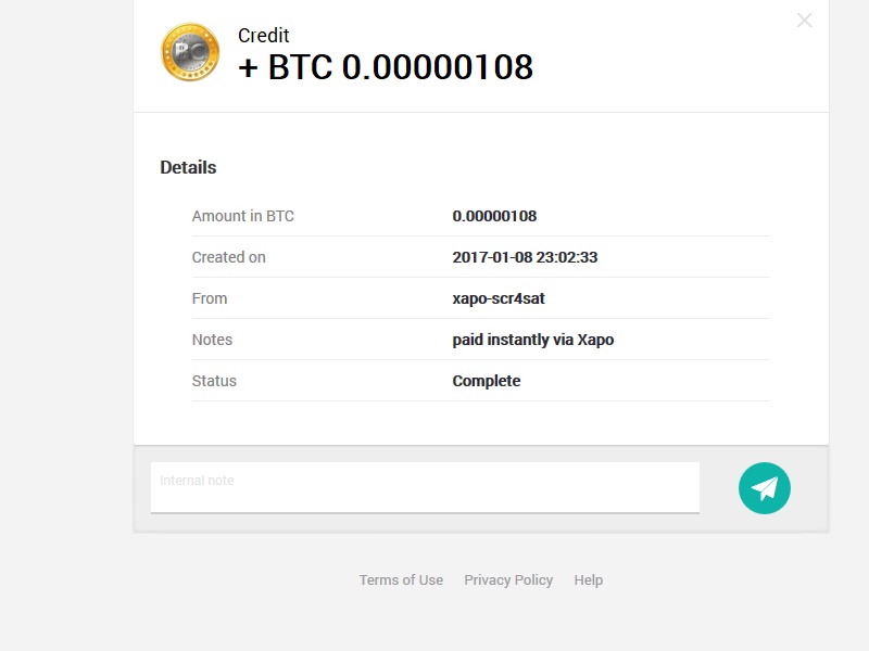 Payment Proofs - Bitcoin Instant Payment Xapo Faceuts Scr4sa10