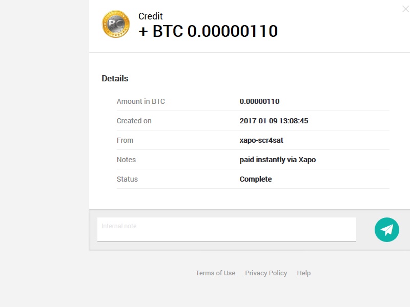 Payment Proofs - Bitcoin Instant Payment Xapo Faceuts Scr4sa11