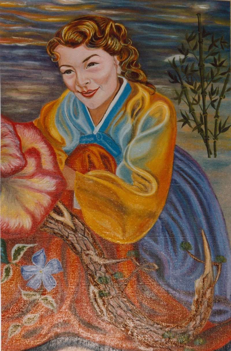 Peinture à l'huile 1992 , Autoportrait en tenue Coréenne ! 001_1010