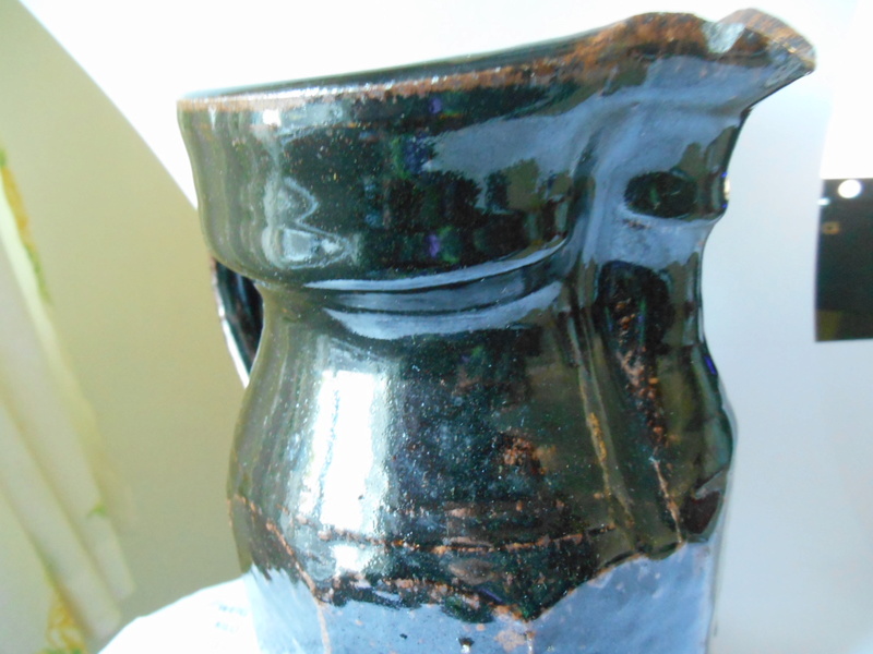 Any thoughts on maker of unmarked Tenmoku Cut Sided Large Jug 17cm please? Dscn0113