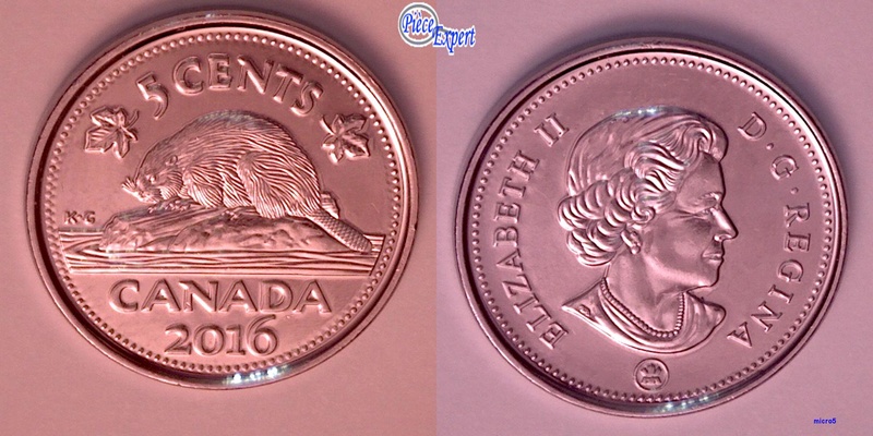 2016 - Coin Obturé, queue du castor aplatie (Filled Die) 5_cent11