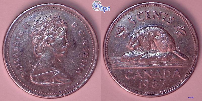 1987 - 1987 - Double Tête du Castor & Coin Décalé ANA (Double Beaver Head and ANA) 5_cent16