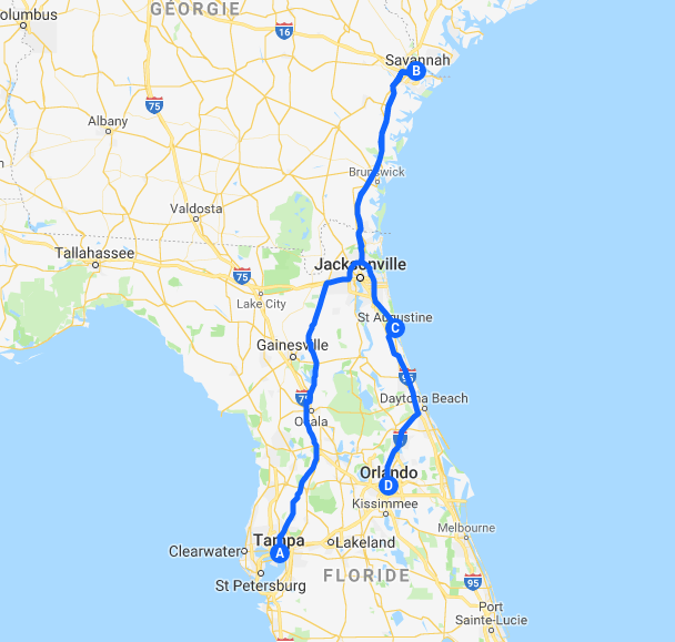 Tampa - Savannah - St Augustine  - Orlando - Aout 2016 Carte_10