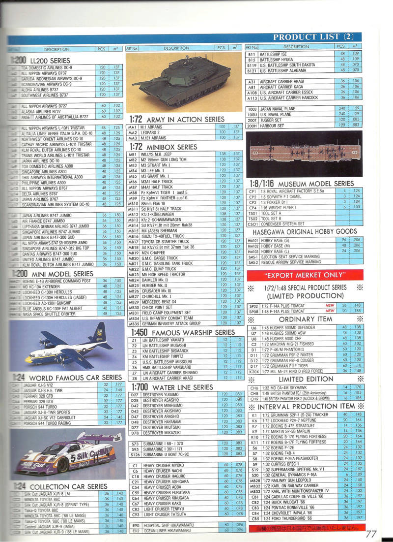 [HASEGAWA 1989] Catalogue 1989  Haseg489
