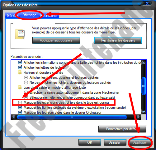Faire apparaitre ou non les extensions de fichiers (Windows 7 ) Cap6110